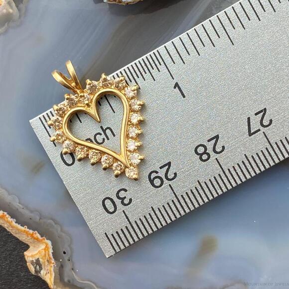 10K Yellow Gold Brown Diamonds Heart Shape Pendant For Women - Picture 8 of 8